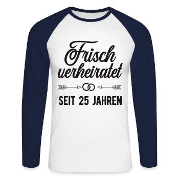 Silver Wedding Silver Wedding 25 Years - Unisex Long Sleeve Baseball T-Shirt - white/navy - Front - Nik (191cm)