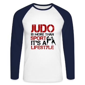 Le judo est plus que du sport T-shirt Arts Martiaux - T-shirt baseball manches longues Homme - blanc/marine - Devant - Nik (191cm)
