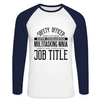 Security Security Guard Tshirt Security Officer - Unisex Long Sleeve Baseball T-Shirt - white/navy - Front - Nik (191cm)