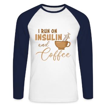 Diabetis Insulin Kaffee Tasse Spritze Diabetiker - Unisex Baseballshirt langarm - Weiß/Navy - Vorne - Nik (191cm)