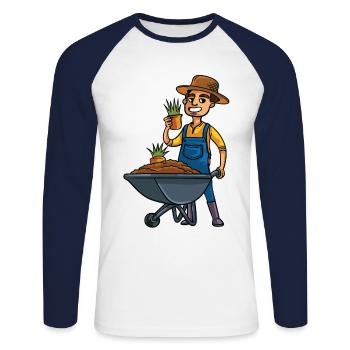 Garten Gärtner Gartenarbeit Pflanzen Blumen Acker - Unisex Baseballshirt langarm - Weiß/Navy - Vorne - Nik (191cm)