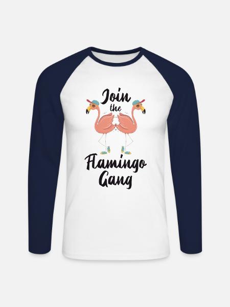 flamingo - Unisex Long Sleeve Baseball T-Shirt - white/navy