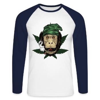 Kiffender Singe Avec Joint - T-shirt baseball manches longues Homme - blanc/marine - Devant - Nik (191cm)