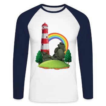 Lighthouse, international lighthouse day - Unisex Long Sleeve Baseball T-Shirt - white/navy - Front - Nik (191cm)