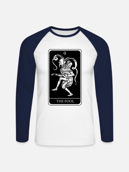 Joker Fool Tarot Kort Clairvoyant Fortune Teller - Långärmad basebolltröja herr - vit/marinblå