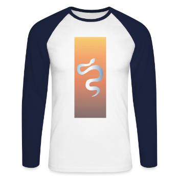 Serpent - T-shirt baseball manches longues Homme - blanc/marine - Devant - Nik (191cm)
