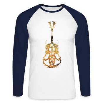 Guitar Surreal Golden - Unisex Long Sleeve Baseball T-Shirt - white/navy - Front - Nik (191cm)