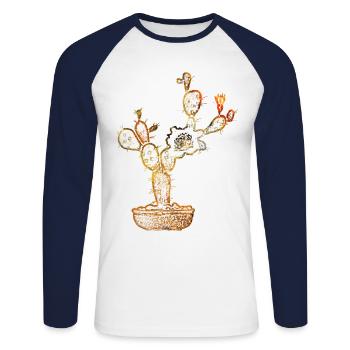 Kaktus Golden - Unisex Baseballshirt langarm - Weiß/Navy - Vorne - Nik (191cm)