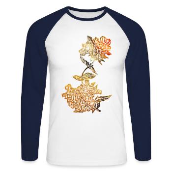 Blume Golden - Unisex Baseballshirt langarm - Weiß/Navy - Vorne - Nik (191cm)