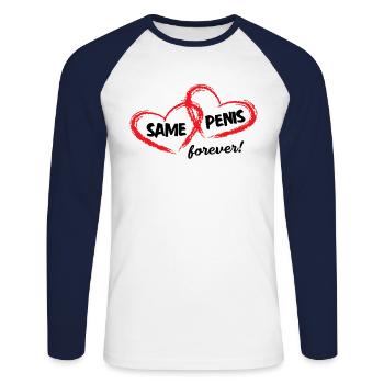 Same penis Forever forever the same penis - Unisex Long Sleeve Baseball T-Shirt - white/navy - Front - Nik (191cm)