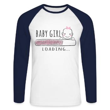 Chemise Enceinte Cadeau Fille, Bébé Fille - T-shirt baseball manches longues Homme - blanc/marine - Devant - Nik (191cm)
