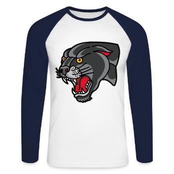 black panther - Unisex Long Sleeve Baseball T-Shirt - white/navy - Front - Nik (191cm)
