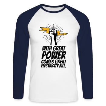 Électroniciens Electricité Drôles Proverbes - T-shirt baseball manches longues Homme - blanc/marine - Devant - Nik (191cm)