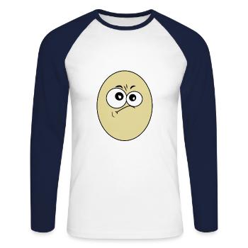 Ei - Unisex Baseballshirt langarm - Weiß/Navy - Vorne - Nik (191cm)