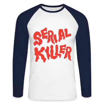 serial killer - T-shirt baseball manches longues Homme - blanc/marine - Devant - Nik (191cm)