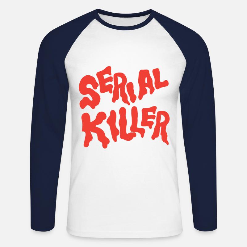 Serienkiller - Unisex Baseballshirt langarm - Weiß/Navy