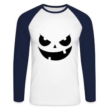 ghost - Unisex Long Sleeve Baseball T-Shirt - white/navy - Front - Nik (191cm)