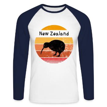New Zealand - Unisex Baseballshirt langarm - Weiß/Navy - Vorne - Nik (191cm)
