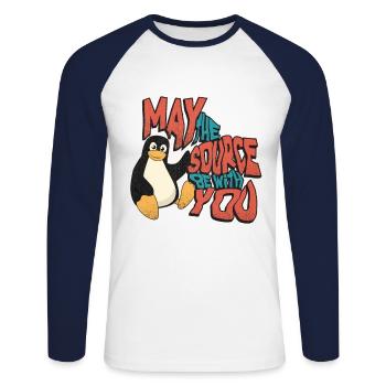 Drôle drôle - T-shirt baseball manches longues Homme - blanc/marine - Devant - Nik (191cm)