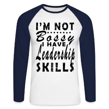 Chef Boss Lead Leader Gift Gift Idea - Unisex Long Sleeve Baseball T-Shirt - white/navy - Front - Nik (191cm)