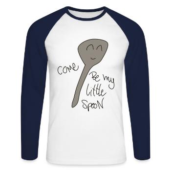 Come be my little Spoon - Unisex Baseballshirt langarm - Weiß/Navy - Vorne - Nik (191cm)