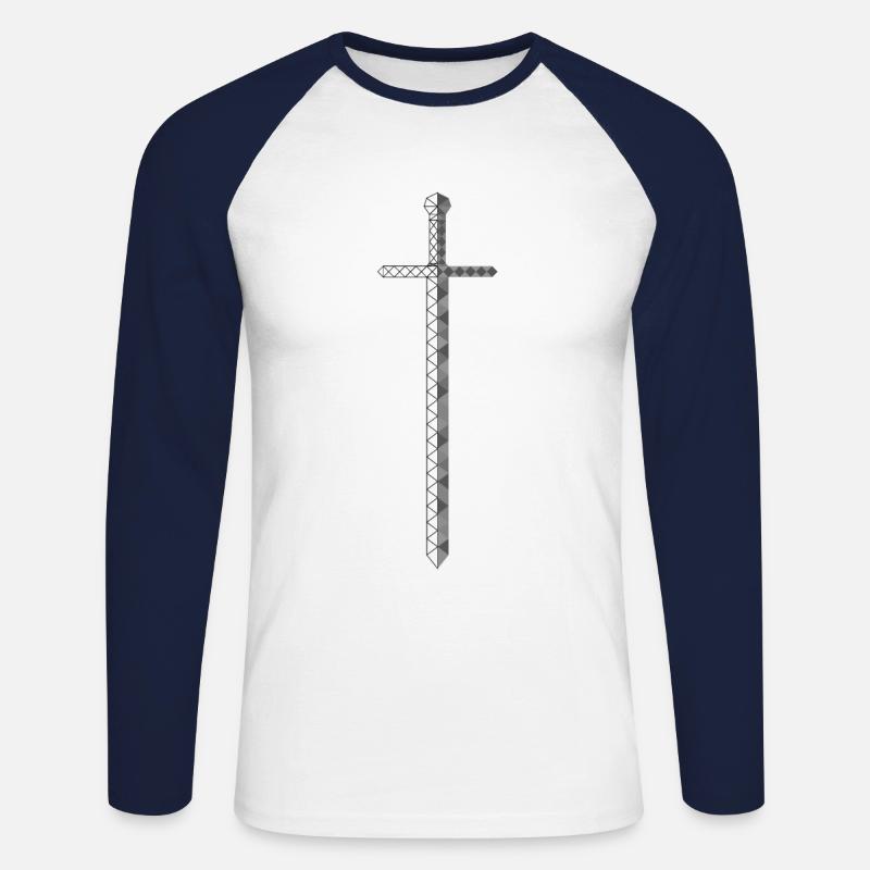 Polygon schwert - Unisex Baseballshirt langarm - Weiß/Navy