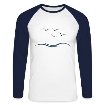 gull - Unisex Long Sleeve Baseball T-Shirt - white/navy - Front - Nik (191cm)