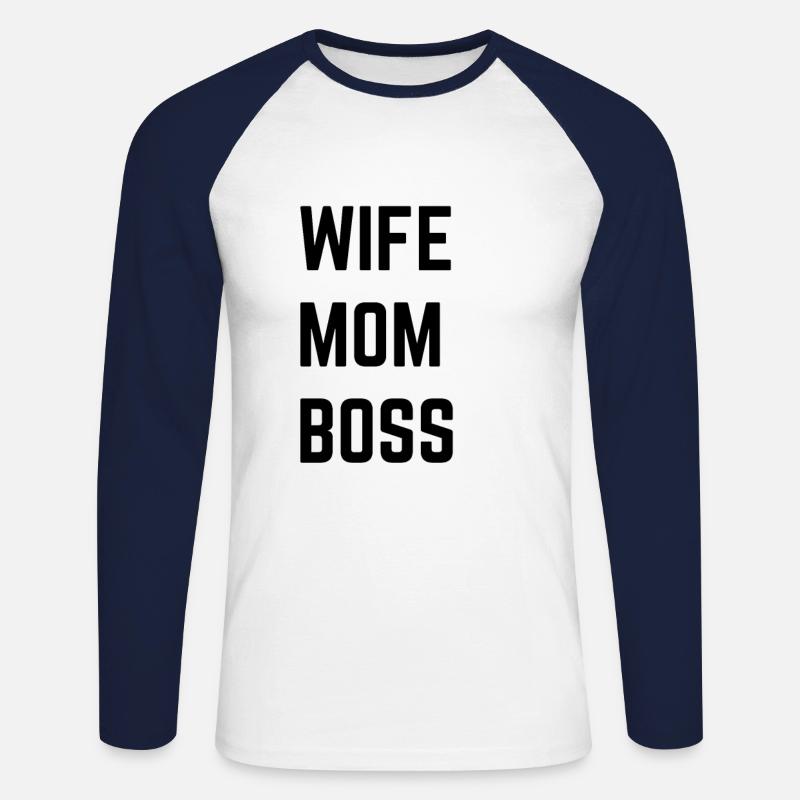 Frau Mutter Chef - Unisex Baseballshirt langarm - Weiß/Navy