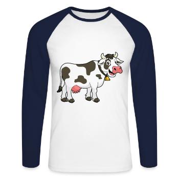 Vache Vaches Farmer Farm Farmer Farmer Gift - T-shirt baseball manches longues Homme - blanc/marine - Devant - Nik (191cm)