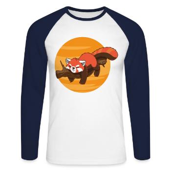 Red Panda Panda Bear. Big Funny Sweet Red - Unisex Long Sleeve Baseball T-Shirt - white/navy - Front - Nik (191cm)