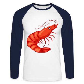 Shrimp Jitsu Arts martiaux mixtes - T-shirt baseball manches longues Homme - blanc/marine - Devant - Nik (191cm)