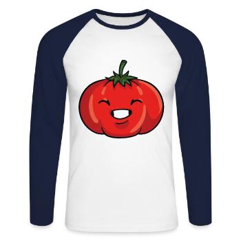Légume Drôle Paradeiser Ketchup Tomate - T-shirt baseball manches longues Homme - blanc/marine - Devant - Nik (191cm)