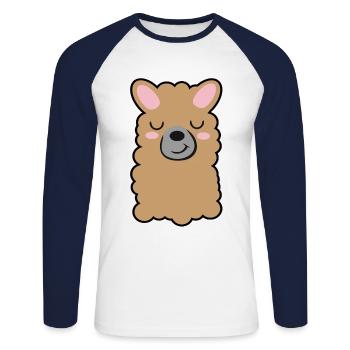 lama - Unisex Long Sleeve Baseball T-Shirt - white/navy - Front - Nik (191cm)