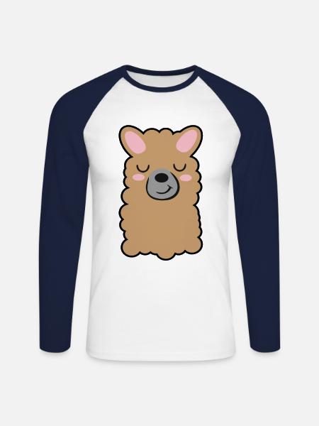Lama - Unisex Baseballshirt langarm - Weiß/Navy