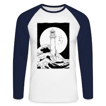 Bell Rock Lighthouse Black Only Shirt Amazon - Unisex Long Sleeve Baseball T-Shirt - white/navy - Front - Nik (191cm)