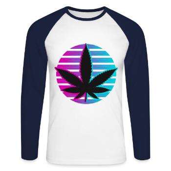 Kiffen Gras Kiffer Cannabis 420 Neon - Unisex Baseballshirt langarm - Weiß/Navy - Vorne - Nik (191cm)