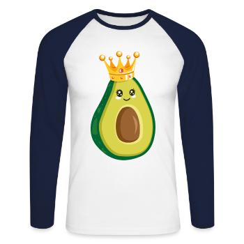 Avocado Queen Guacamole Guac Vegan - Unisex Baseballshirt langarm - Weiß/Navy - Vorne - Nik (191cm)