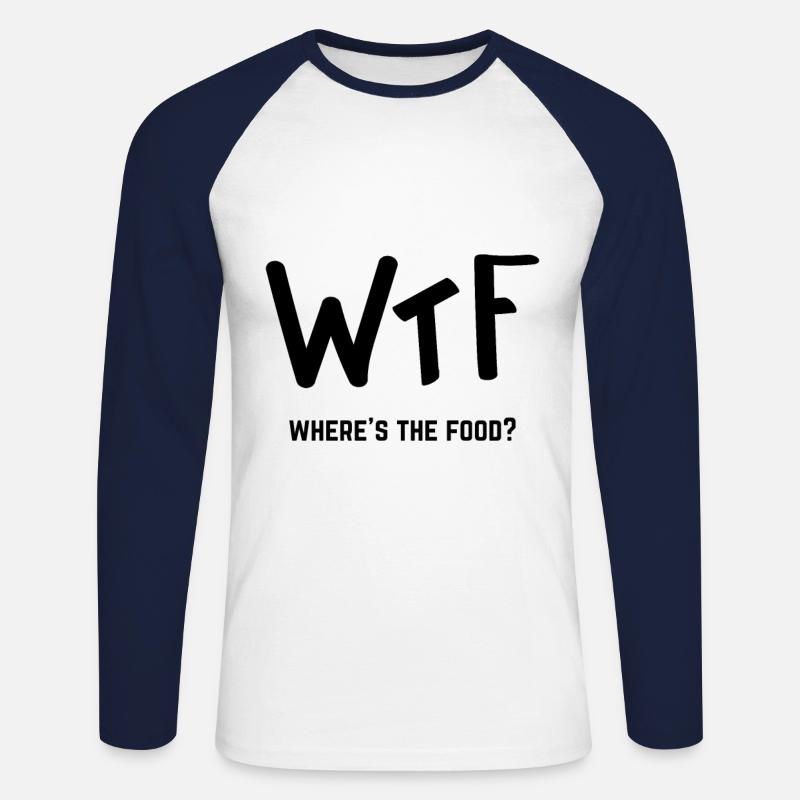 Wo ist das Essen - Unisex Baseballshirt langarm - Weiß/Navy