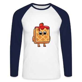 Waffle pancakes pancakes pancakes Sweet - Unisex Long Sleeve Baseball T-Shirt - white/navy - Front - Nik (191cm)