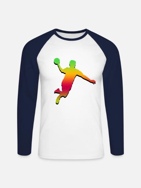 HAND BALLER - Unisex Long Sleeve Baseball T-Shirt - white/navy