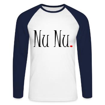 Nu Nu Oberlausitzer Dialekt Akzent Ja Ja Görlitz - Unisex Baseballshirt langarm - Weiß/Navy - Vorne - Nik (191cm)