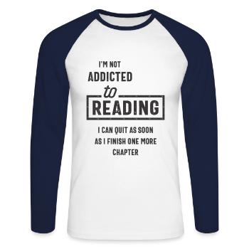 Je ne suis pas accro à la lecture - T-shirt baseball manches longues Homme - blanc/marine - Devant - Nik (191cm)