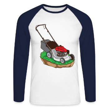 Lawn Mowing Lawn Mower Garden Gardener Lawn Tractor - Unisex Long Sleeve Baseball T-Shirt - white/navy - Front - Nik (191cm)