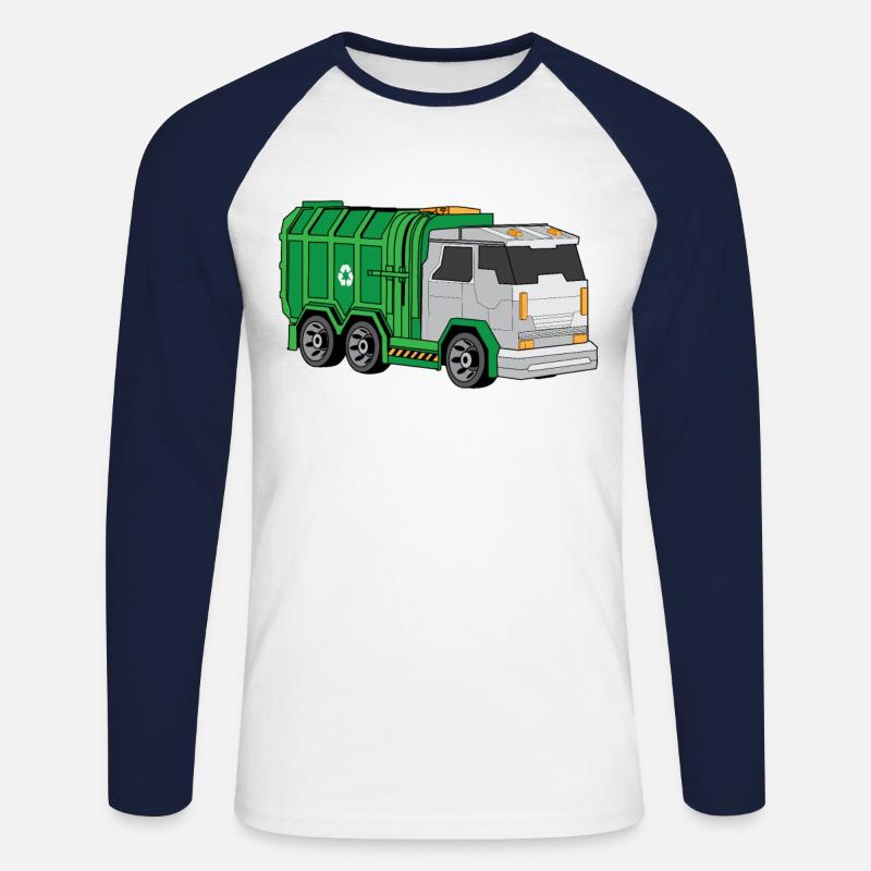 Müllwagen Müllabfuhr Müllauto Müllmann Abfall - Unisex Baseballshirt langarm - Weiß/Navy