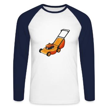 Lawn Mowing Lawn Mower Garden Gardener Lawn Tractor - Unisex Long Sleeve Baseball T-Shirt - white/navy - Front - Nik (191cm)