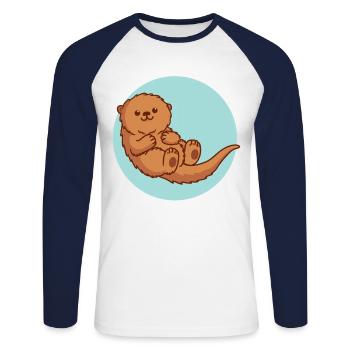 Loutre Aquarius Loutre Cadeau Loutre Nain - T-shirt baseball manches longues Homme - blanc/marine - Devant - Nik (191cm)