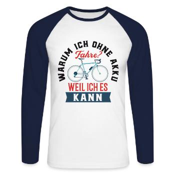 Cycle - Unisex Long Sleeve Baseball T-Shirt - white/navy - Front - Nik (191cm)