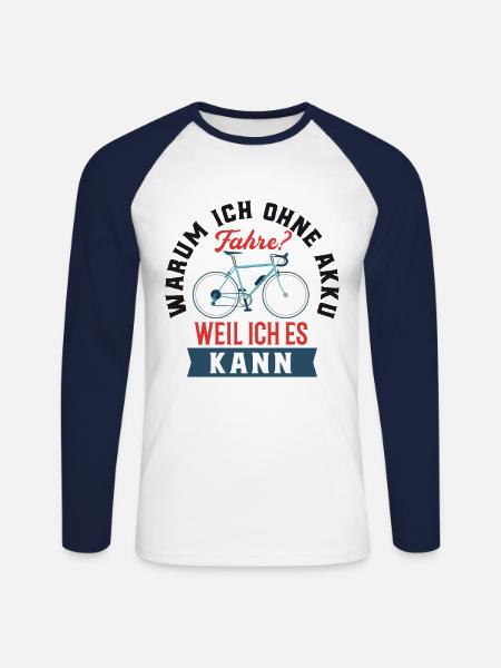 Fahrradfahren - Unisex Baseballshirt langarm - Weiß/Navy