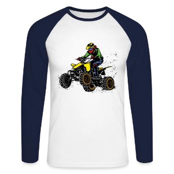 Quad quad - T-shirt baseball manches longues Homme - blanc/marine - Devant - Nik (191cm)