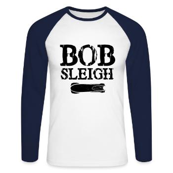 Bobsport Wintersport - Unisex Baseballshirt langarm - Weiß/Navy - Vorne - Nik (191cm)